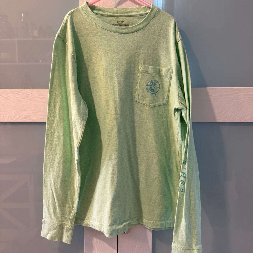 Vineyard Vines Long Sleeve Pocket Tee Green Youth L (16)